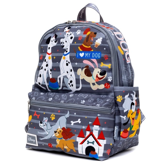Disney Animation Dogs Mini Nylon Backpack 101 Dalmatians Lady & The Tramp Pluto - Picture 3 of 6